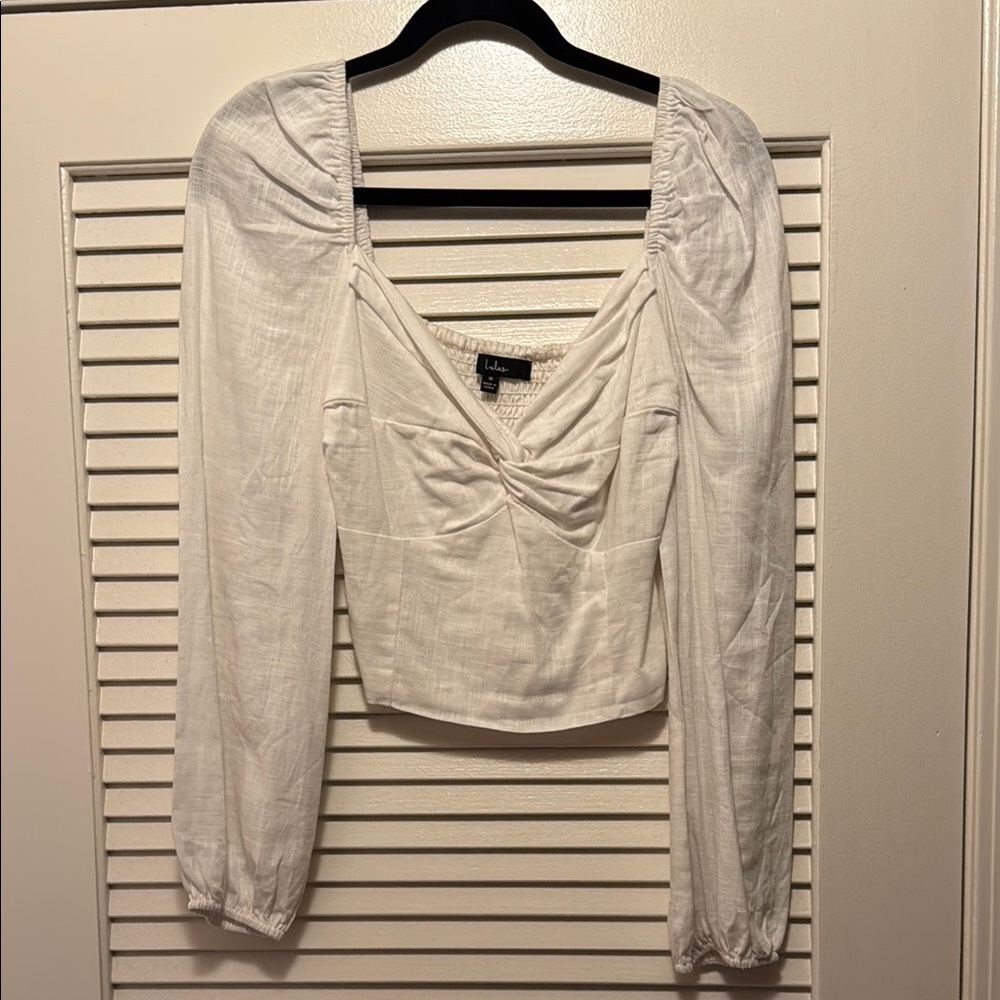 White Long Sleeve Crop Top
